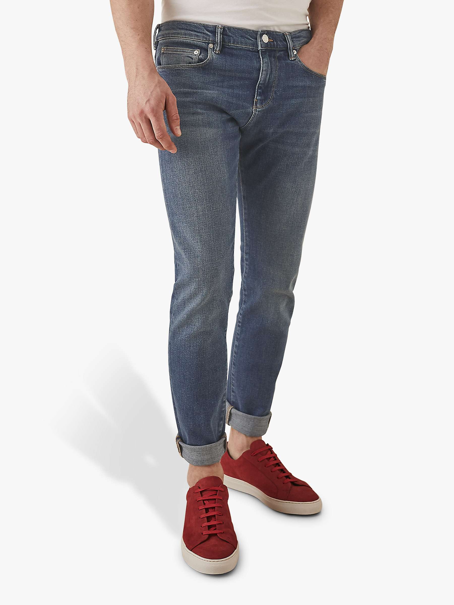 Men's Tapered Slim Fit Jeans Washed Indigo - AA Sourcing LTD