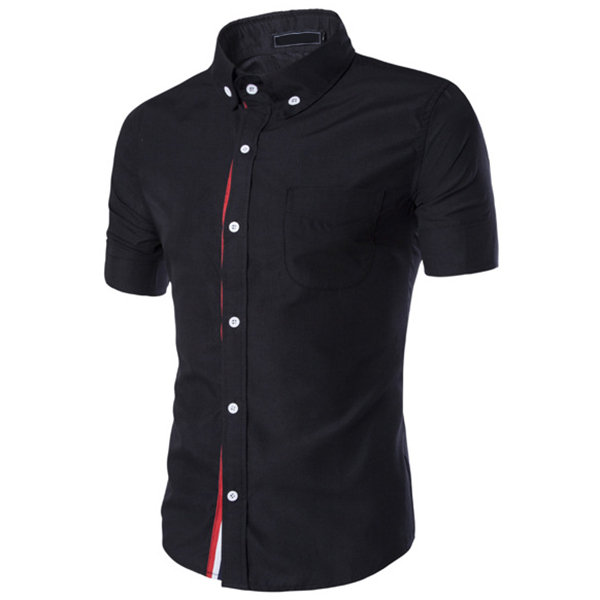 Men's Button Down Short Sleeve Patchwork Designer Dress Shirts - AA ...