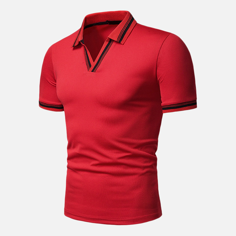 Men's Casual Turn-down Collar Solid Color Cotton Slim Golf Shirts - AA ...