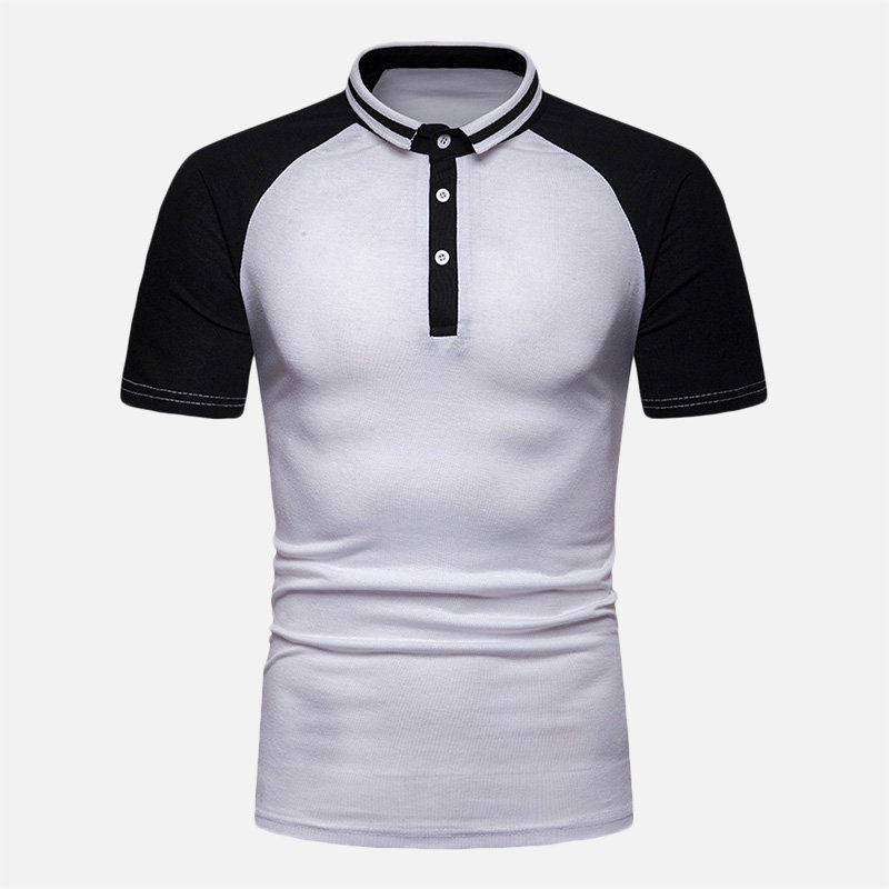 Men's Contrast Color Turn Down Collar Short Sleeve Golf Shirts - AA ...